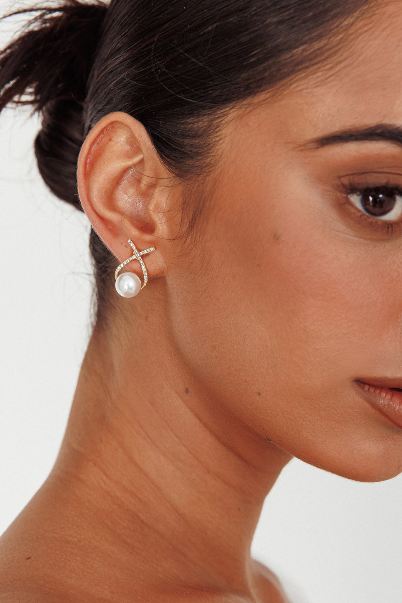 Aliyah Diamante X Pearl Gold Earrings