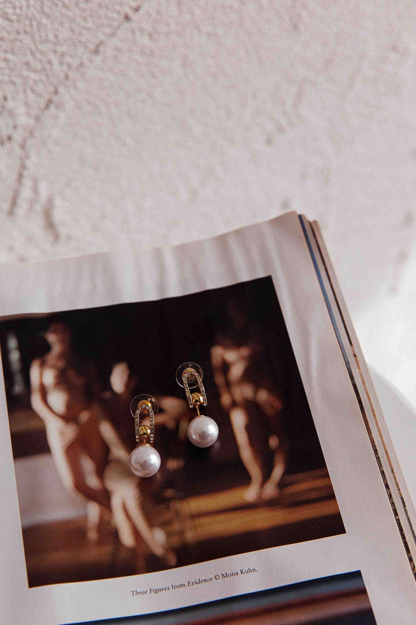 Maia Pearl Diamante Gold Earrings