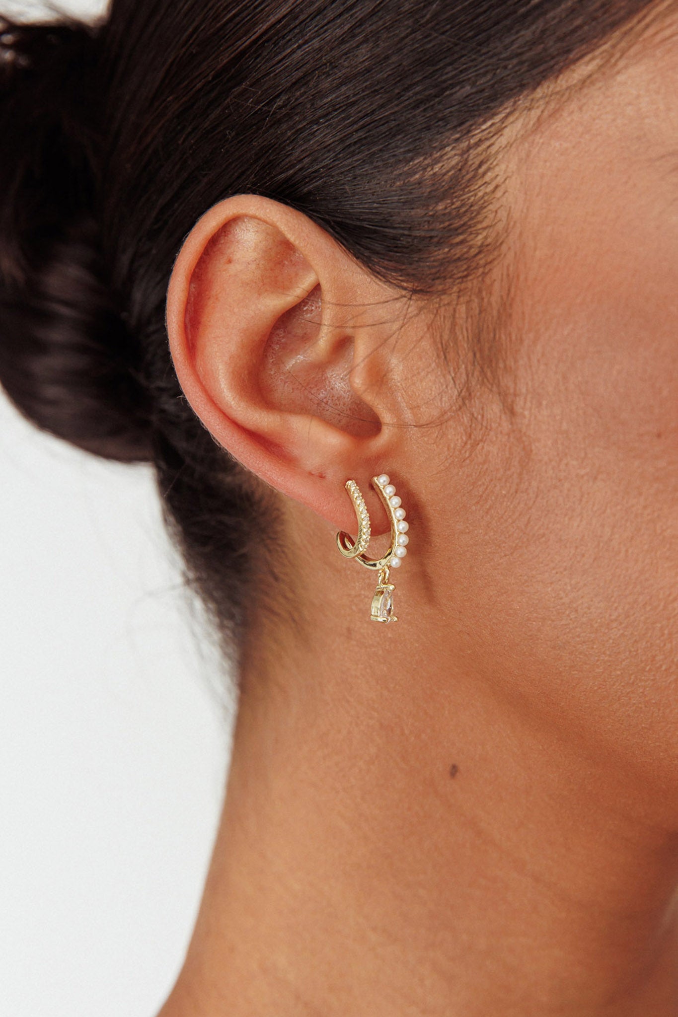 Dawn Gold Double Piercing Illusion Earrings