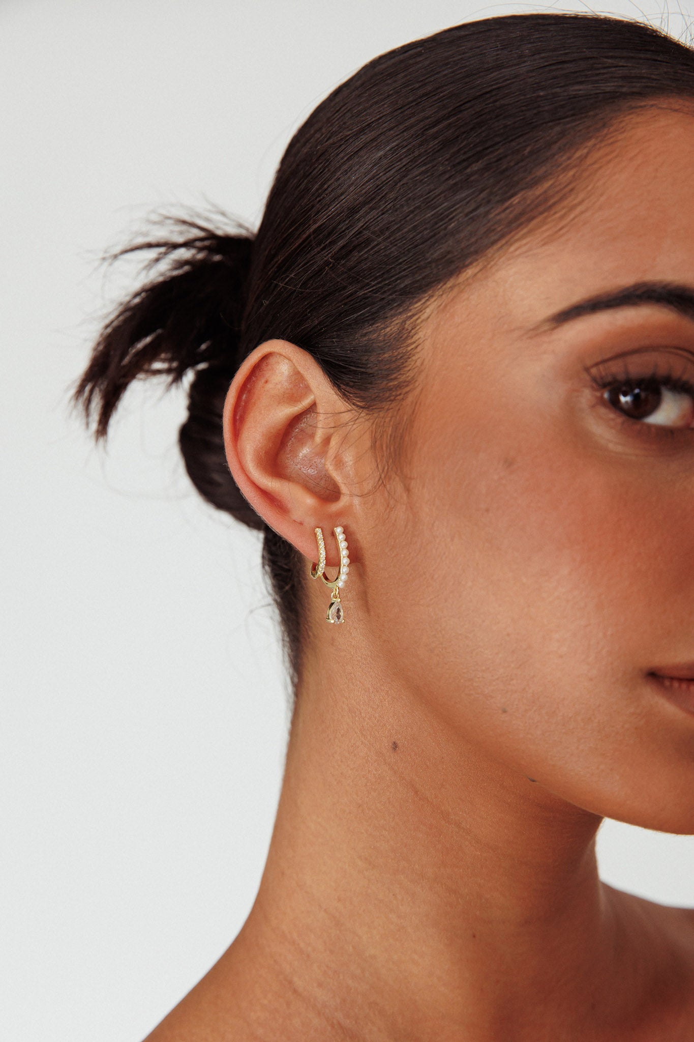 Dawn Gold Double Piercing Illusion Earrings