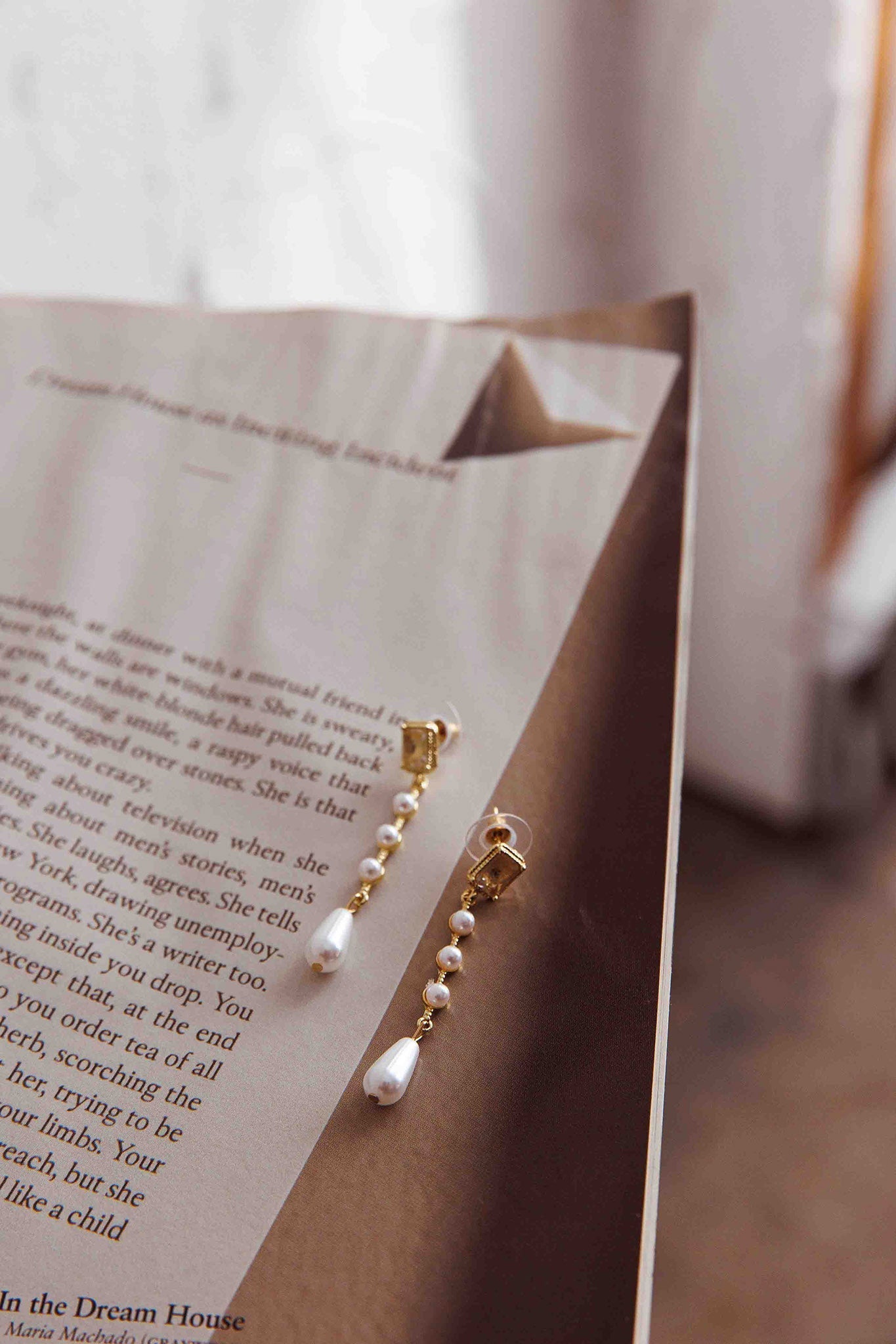 Mercy Gold Pearl and Crystal Drop Earrings