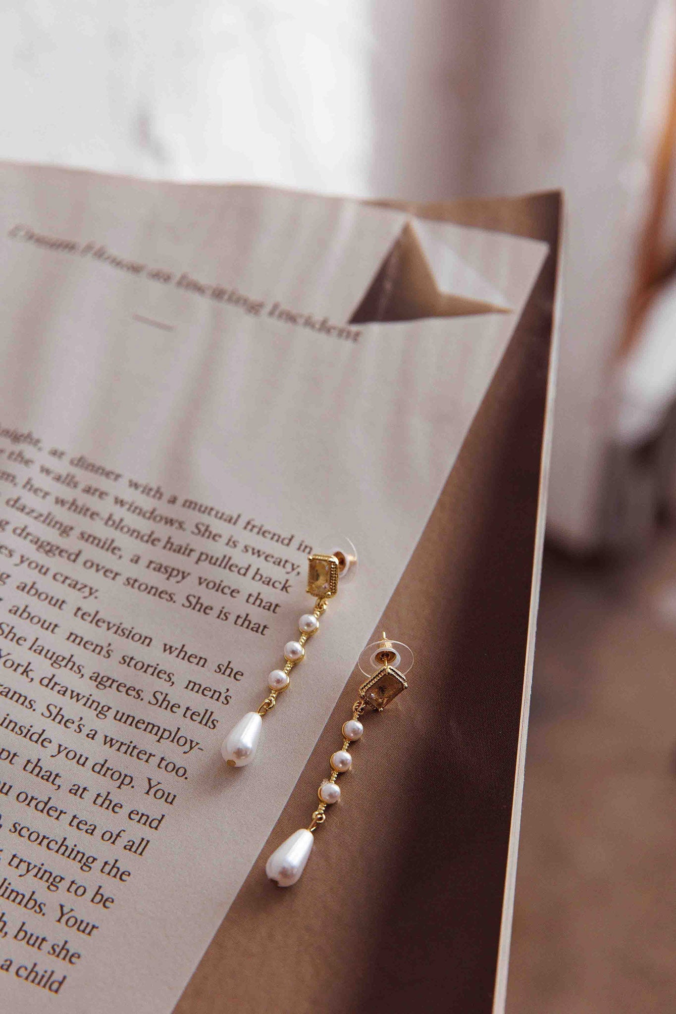 Mercy Gold Pearl and Crystal Drop Earrings