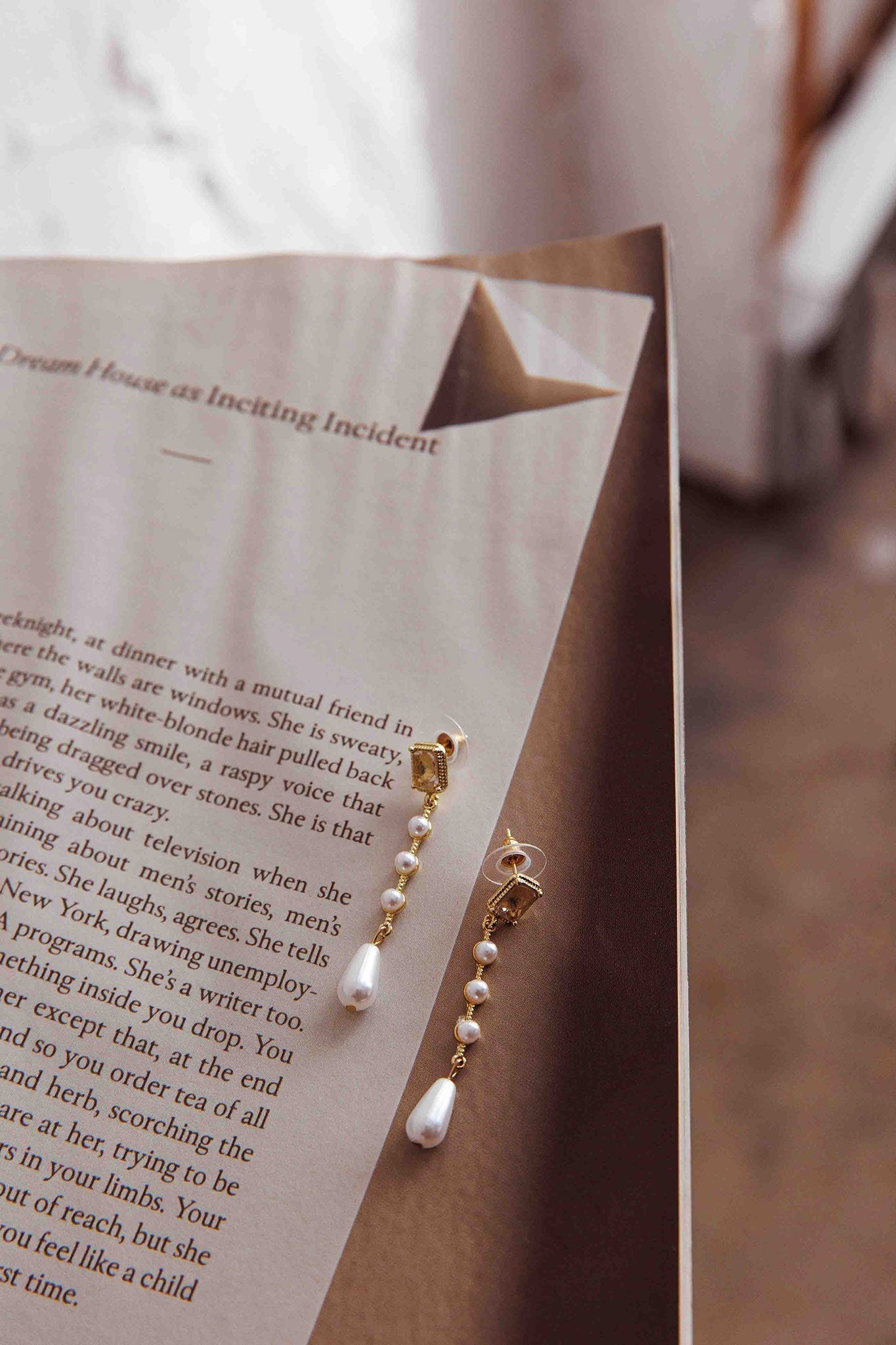 Mercy Gold Pearl and Crystal Drop Earrings