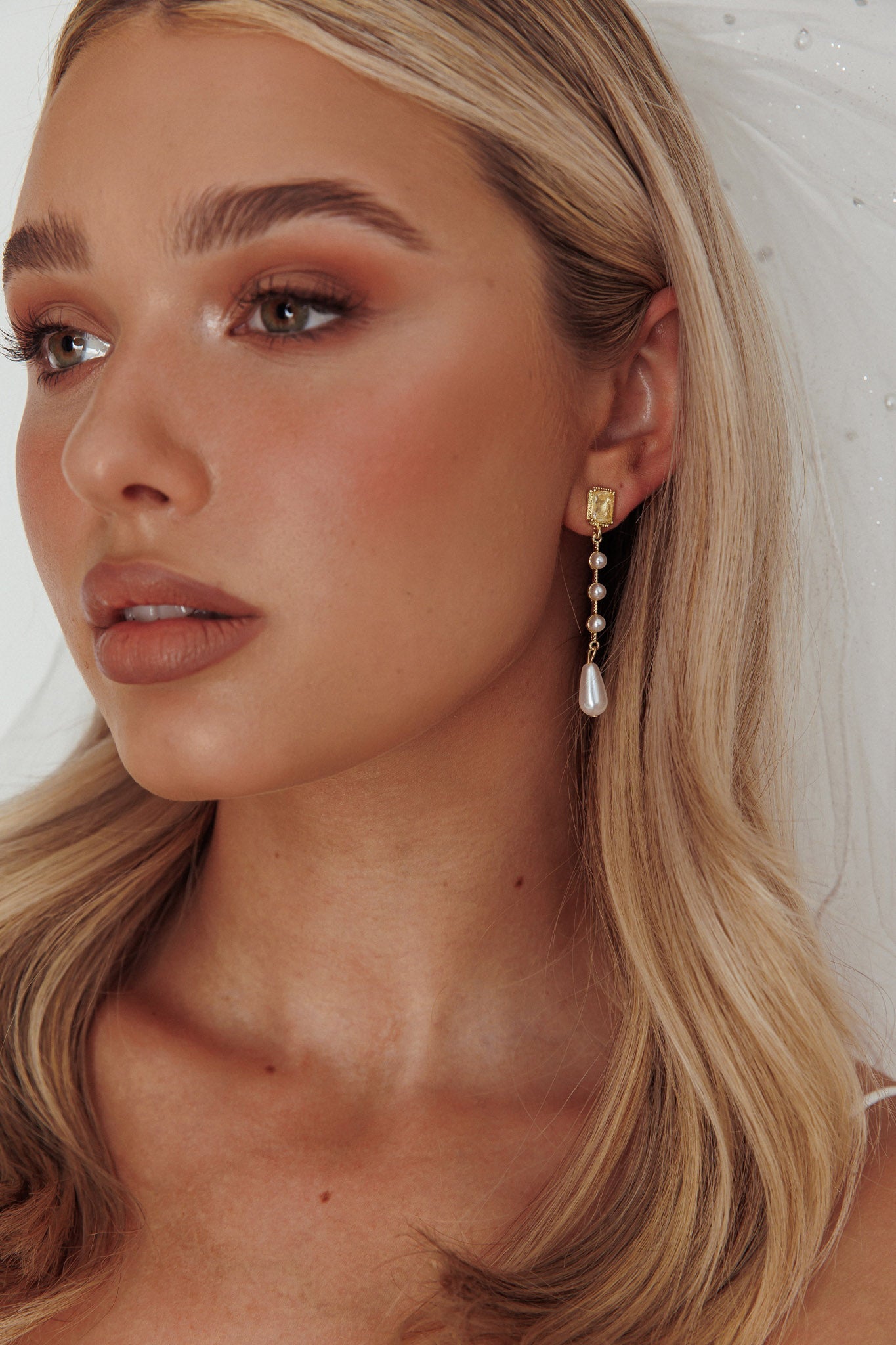 Mercy Gold Pearl and Crystal Drop Earrings