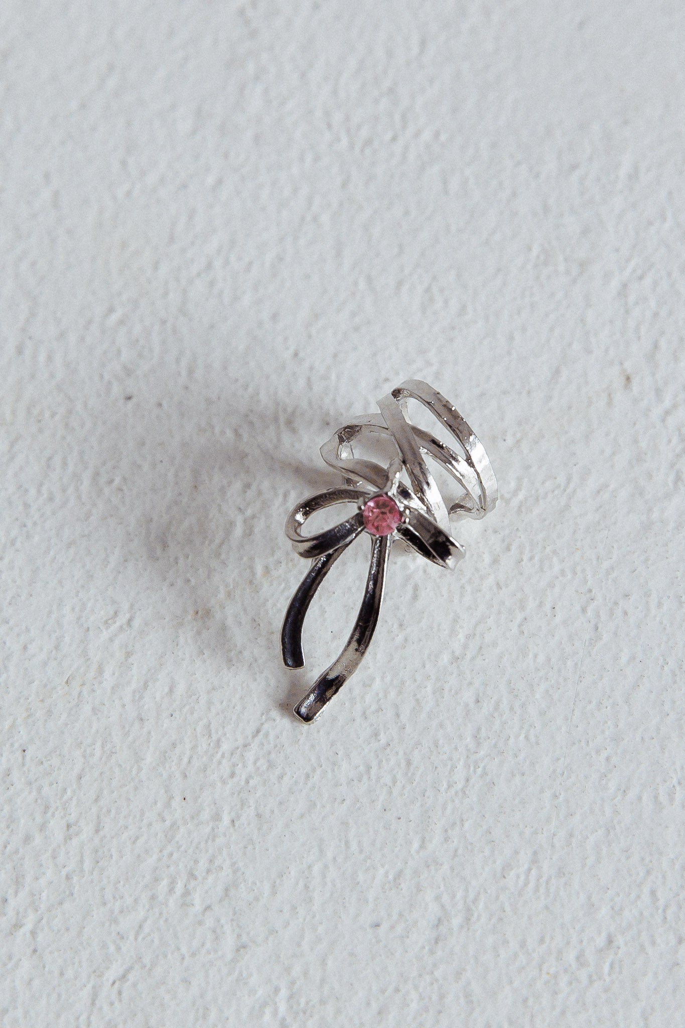 Rhinestone Ear Cuff Bracelet with Silver Bow