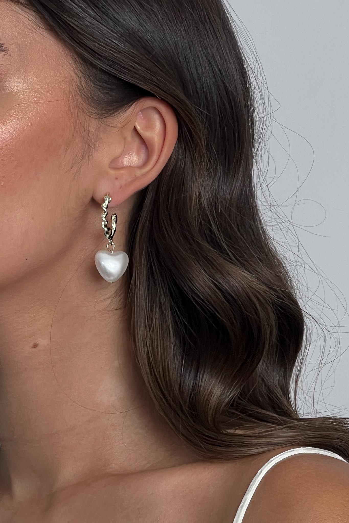 Gold Blown Pearl Hoop Earrings Paris