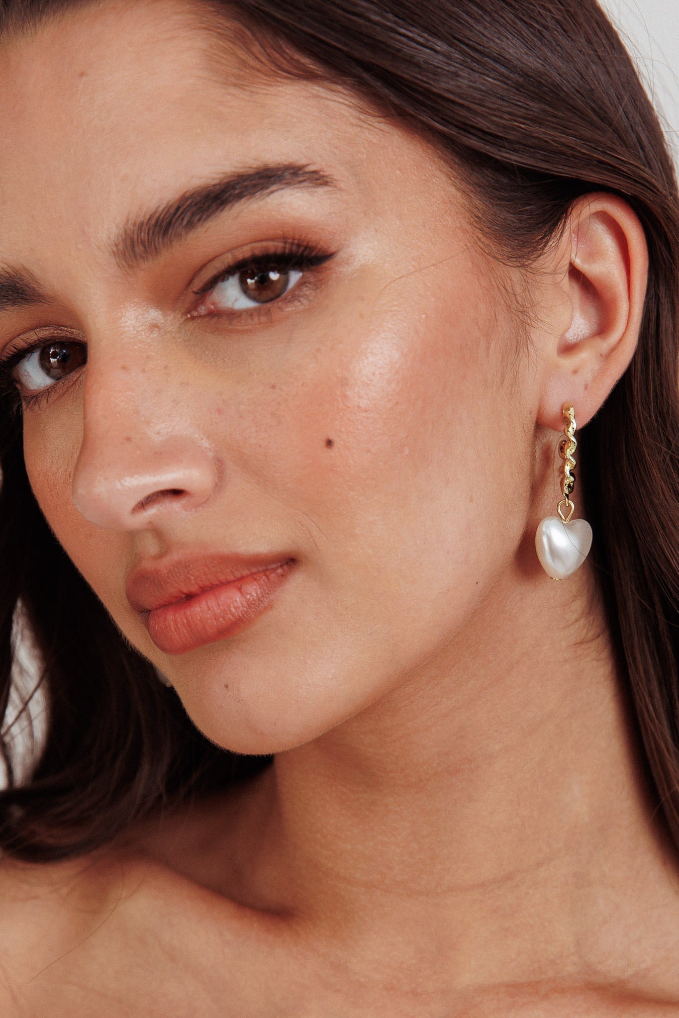 Gold Blown Pearl Hoop Earrings Paris