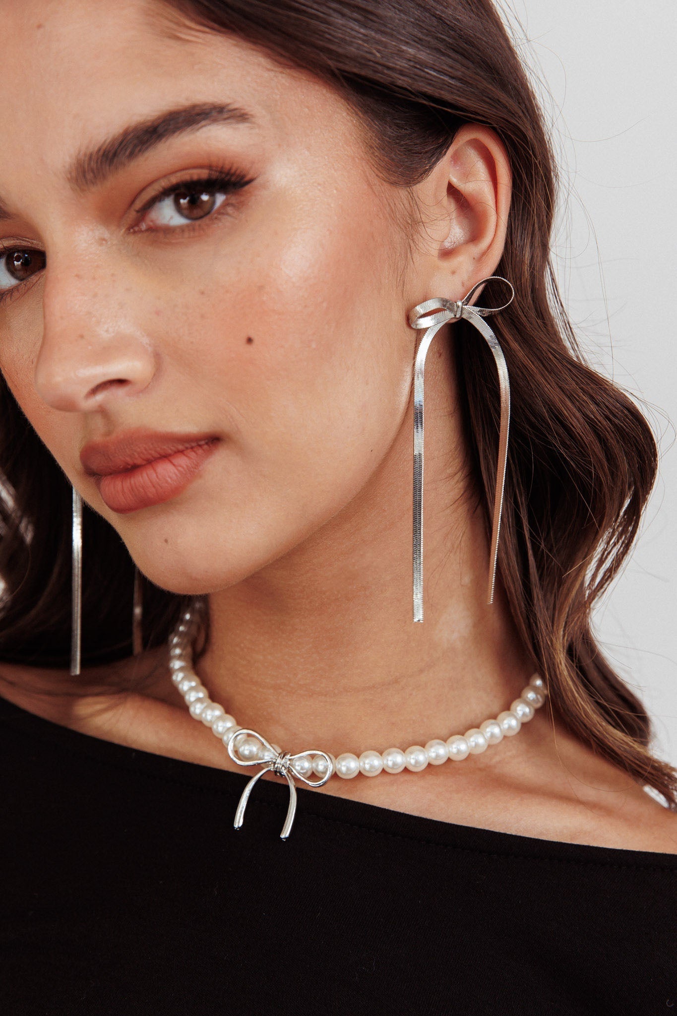 Macy Silver Knot Chevron Earrings