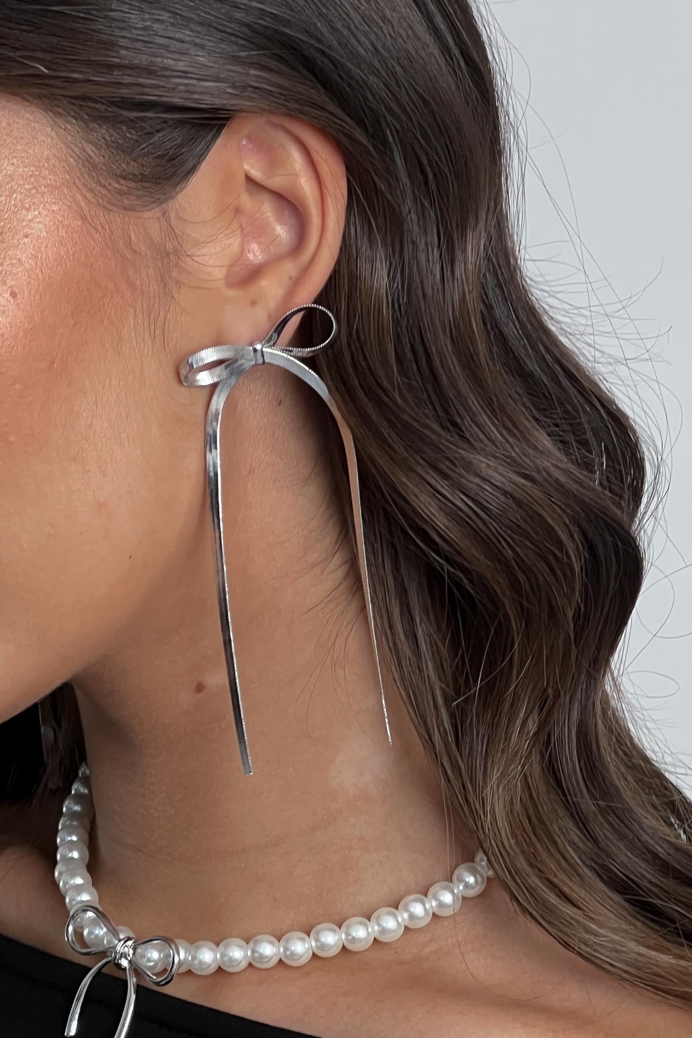 Macy Silver Knot Chevron Earrings