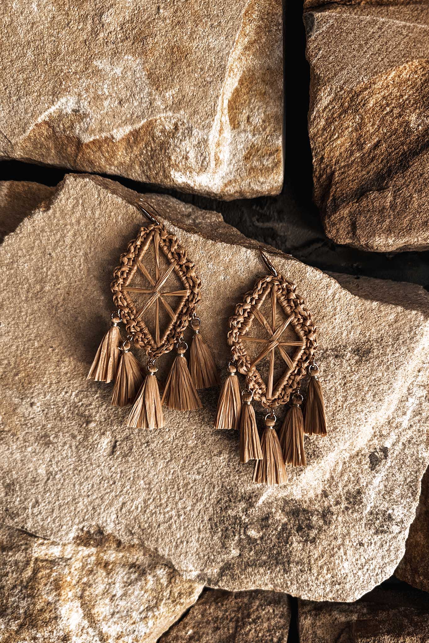 Woven Fringe Earrings Immense Brown