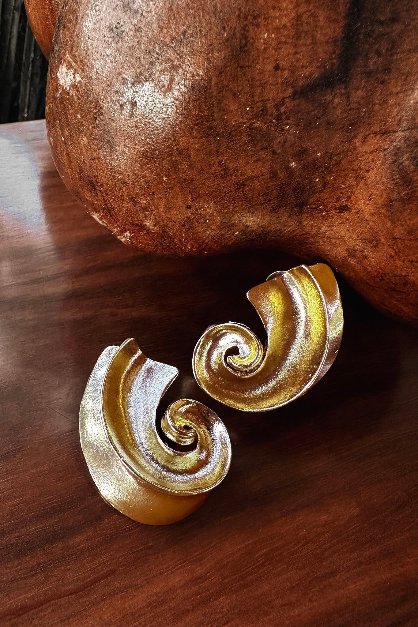 Calypso Gold Spiral Shell Earrings