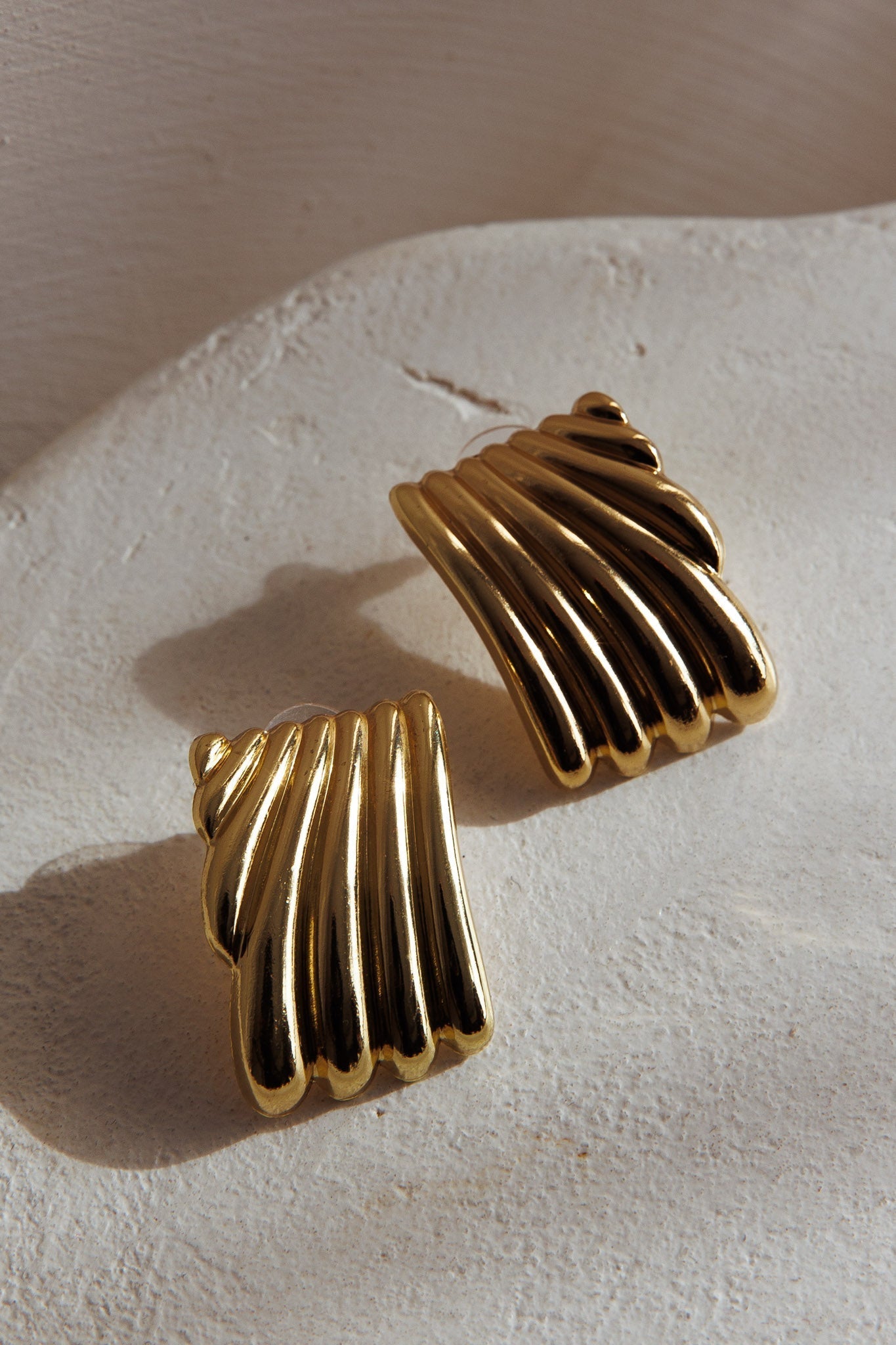 Striped Rectangular Gold Earrings