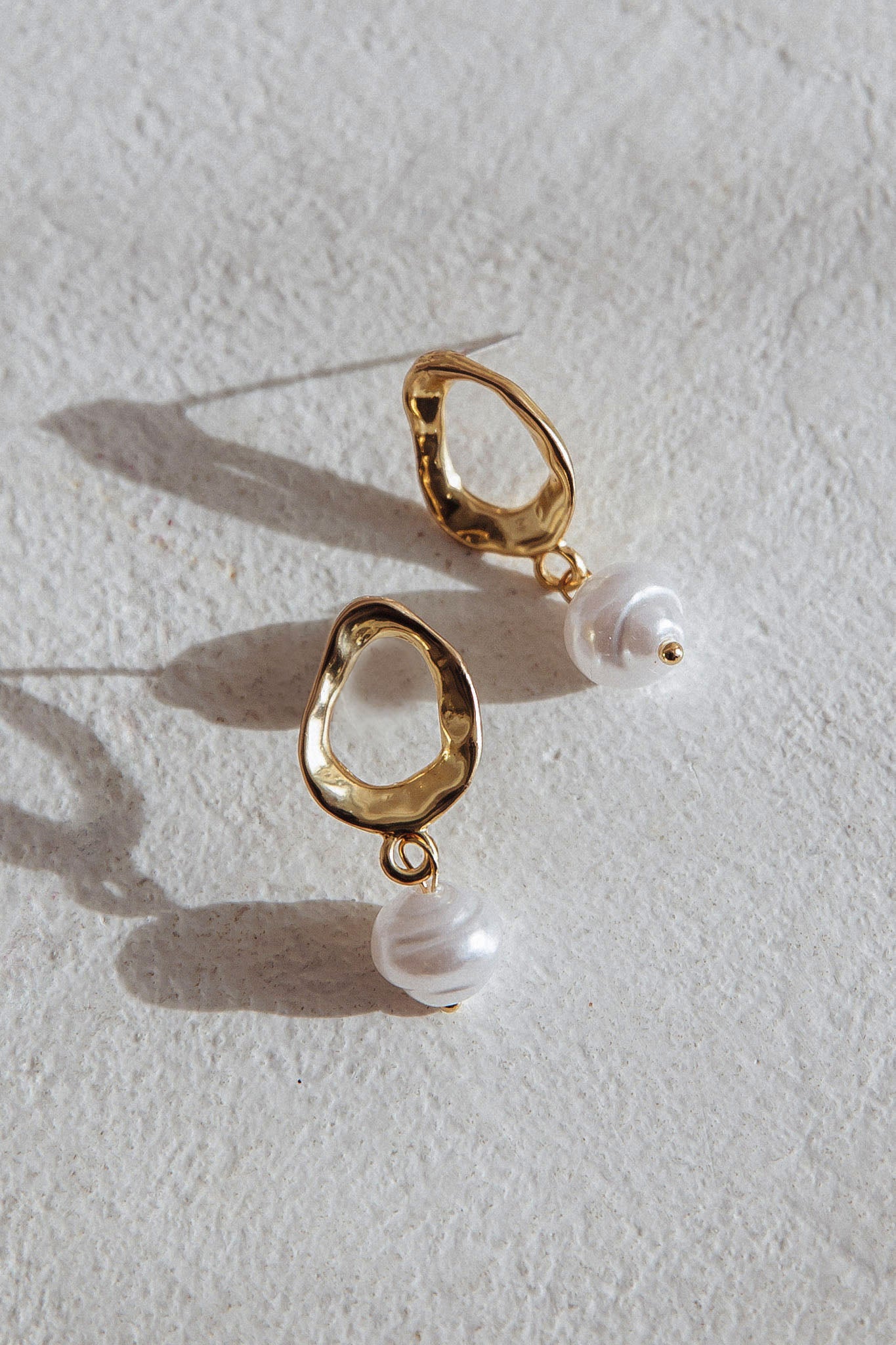 Gold Drop Pearl Earrings