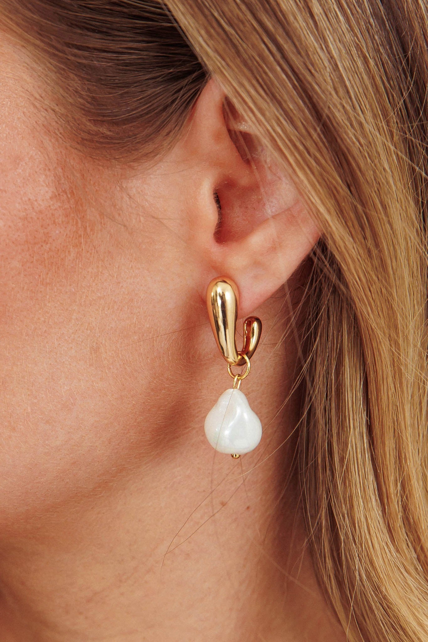 Celene Gold Pearl Drop Earrings