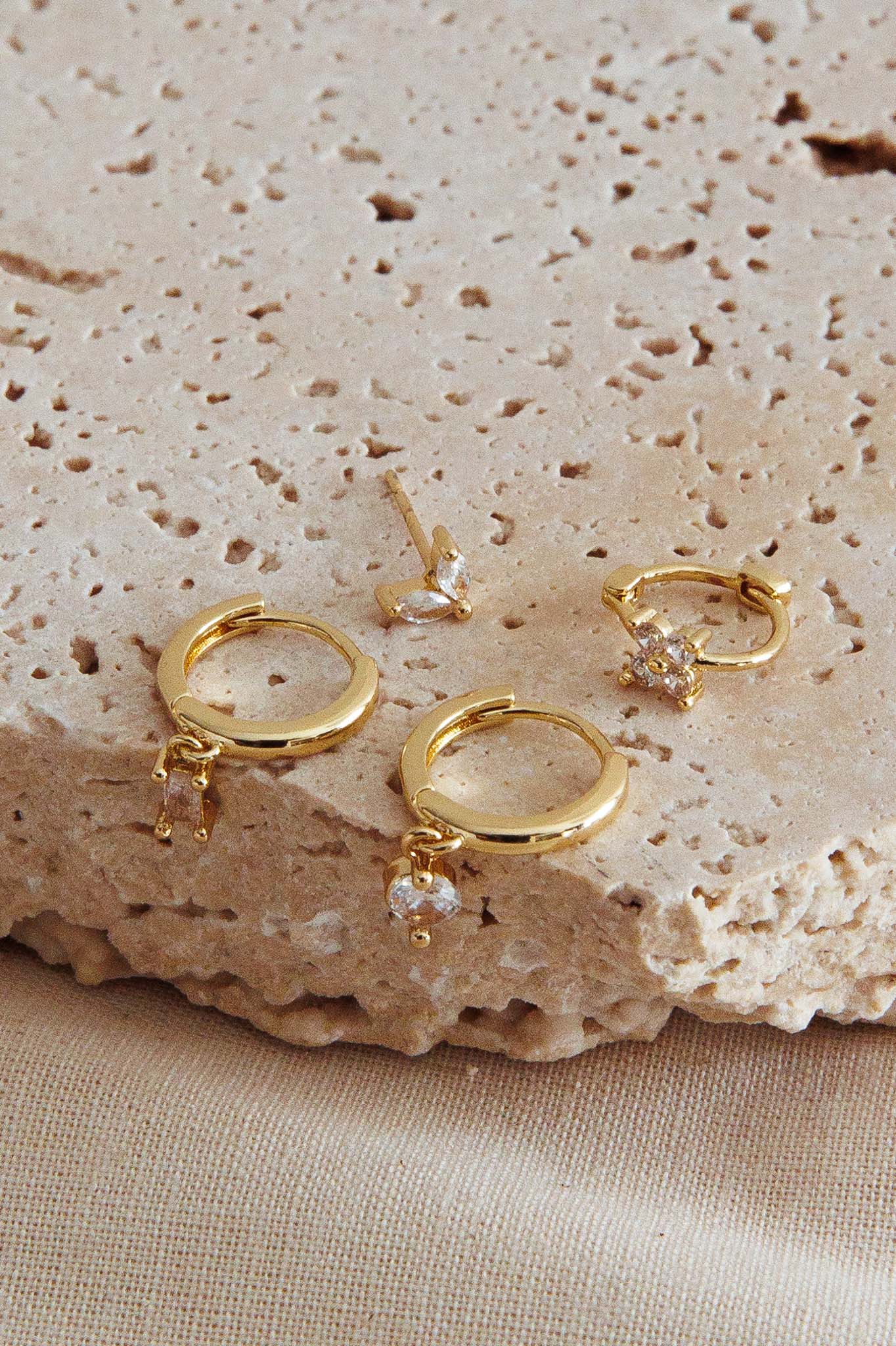Crystal Accent Treasure Gold Earrings