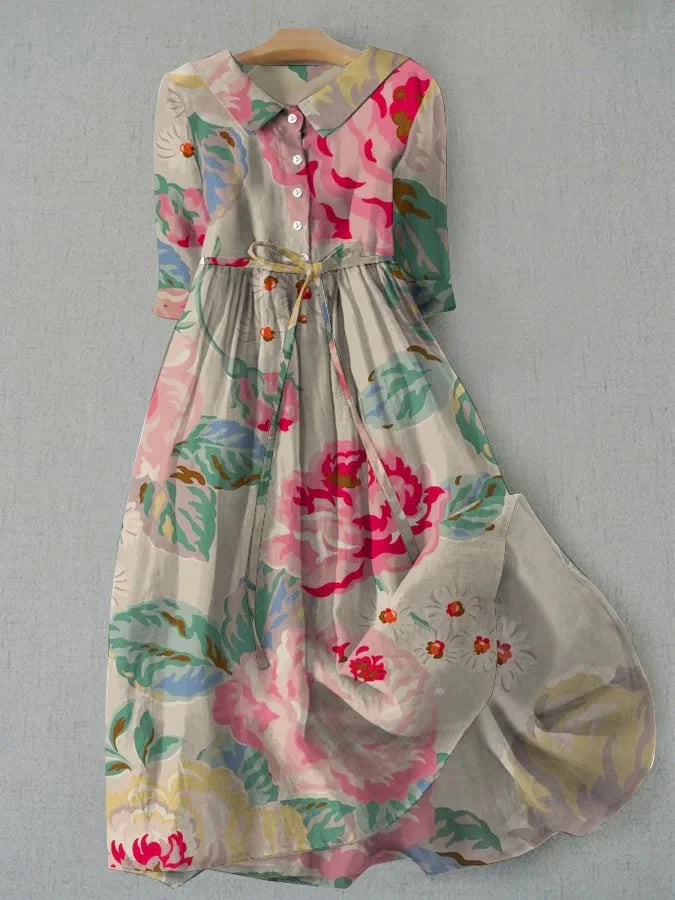 Dahlia | Comfortable Vintage Summer Floral A-Line Dress