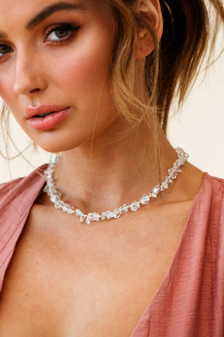 Tiffany Baroque Transparent Necklace with Golden Pearls