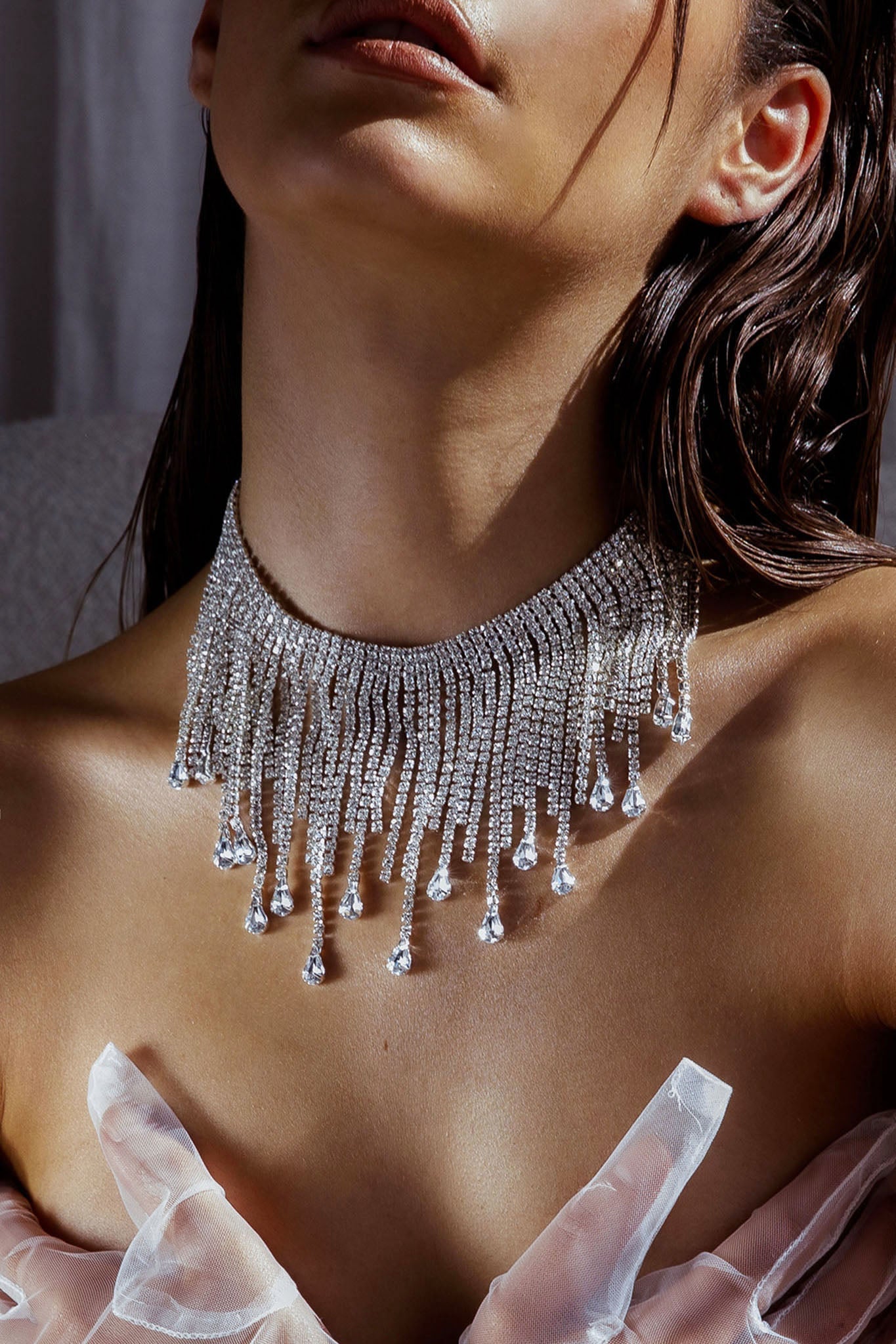 Isadora Silver Cascade Crystal Necklace