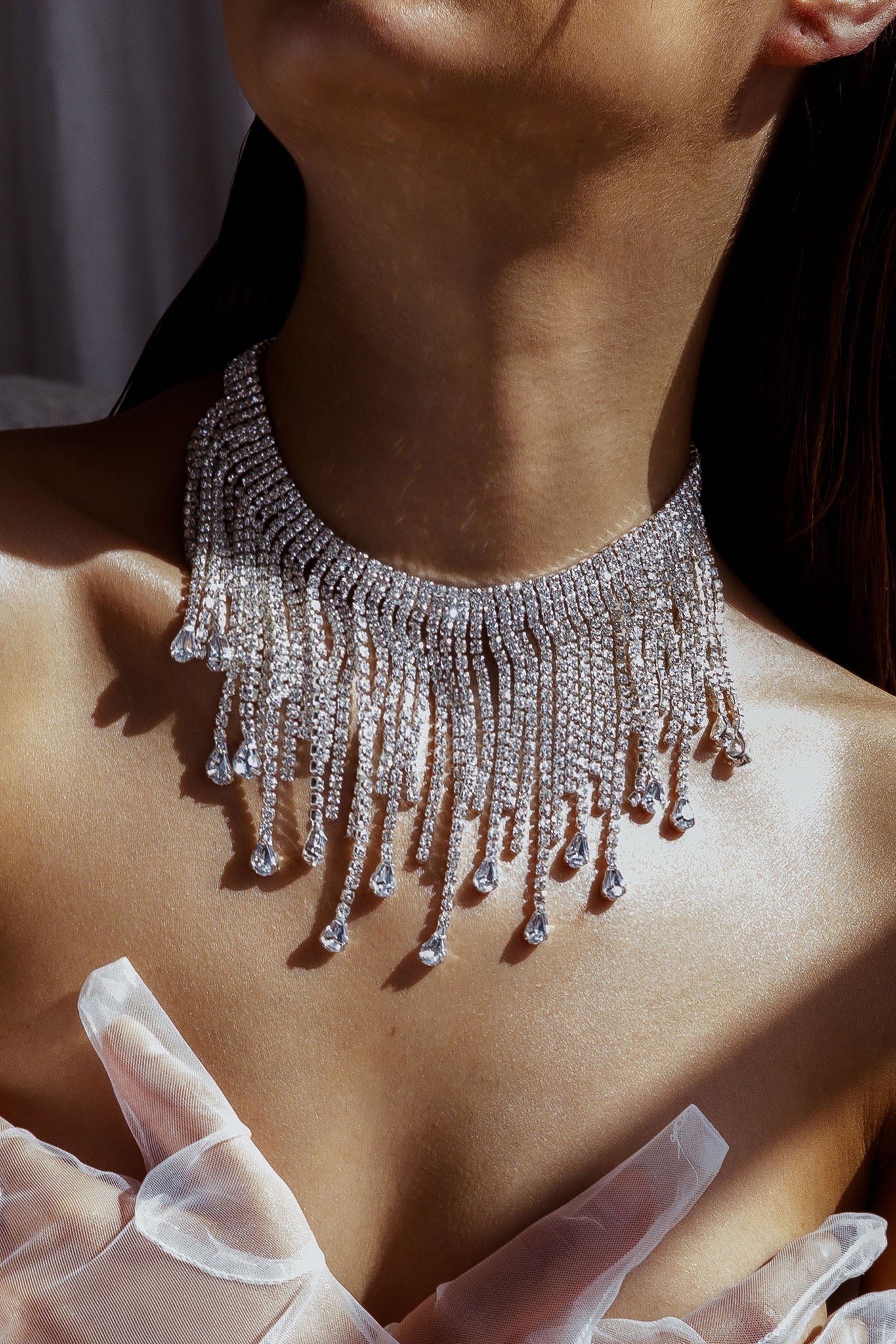 Isadora Silver Cascade Crystal Necklace