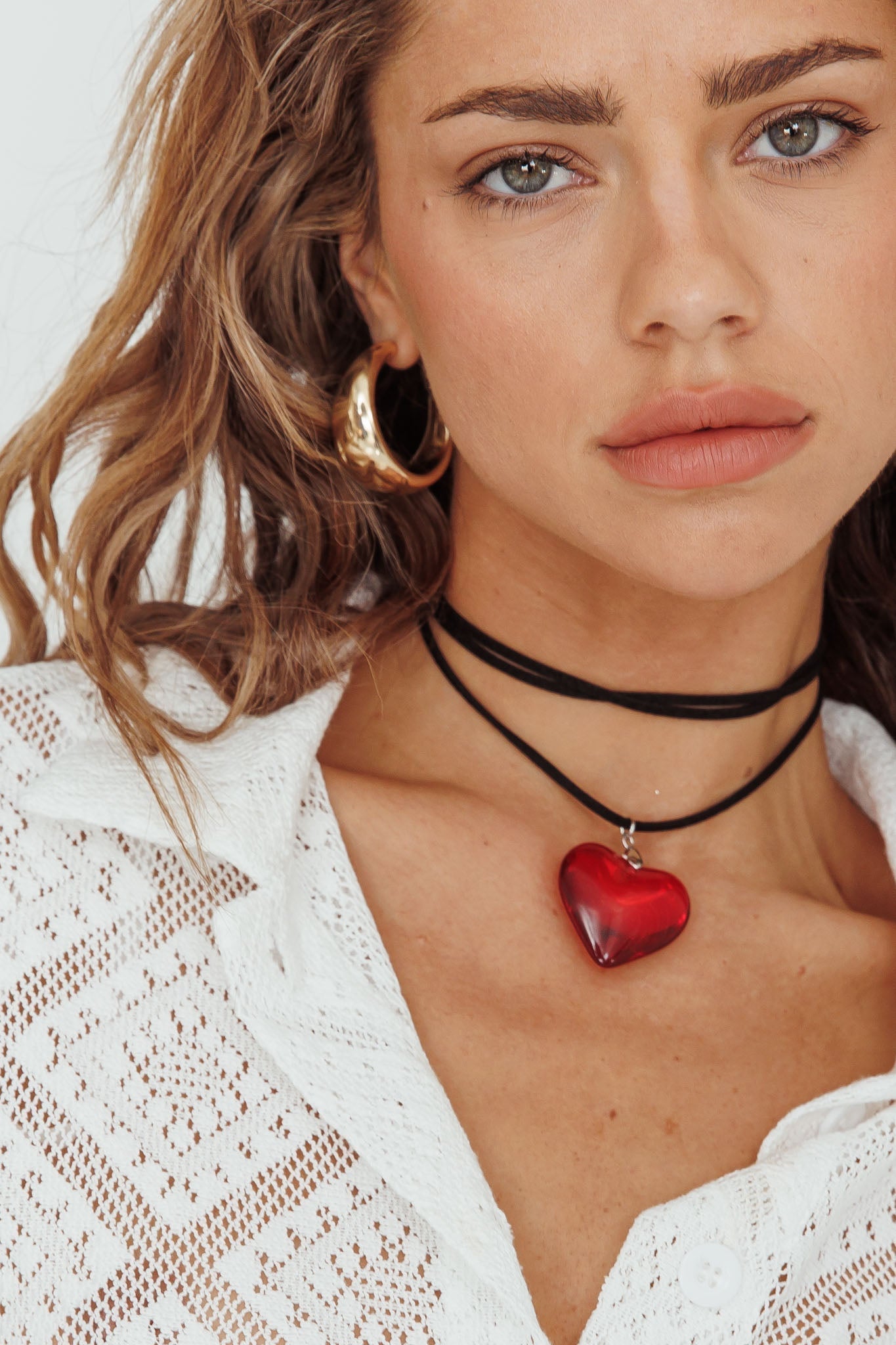Red Lovers Heart Choker Necklace