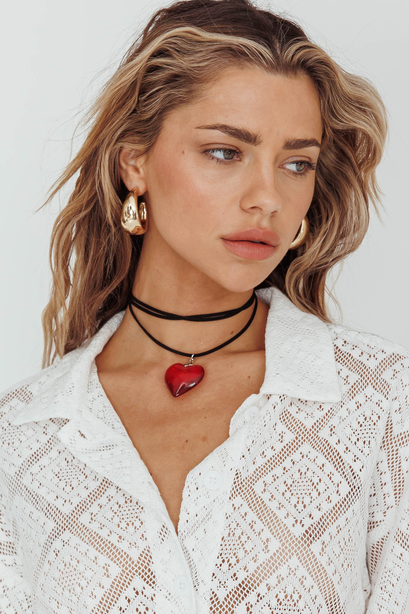 Red Lovers Heart Choker Necklace