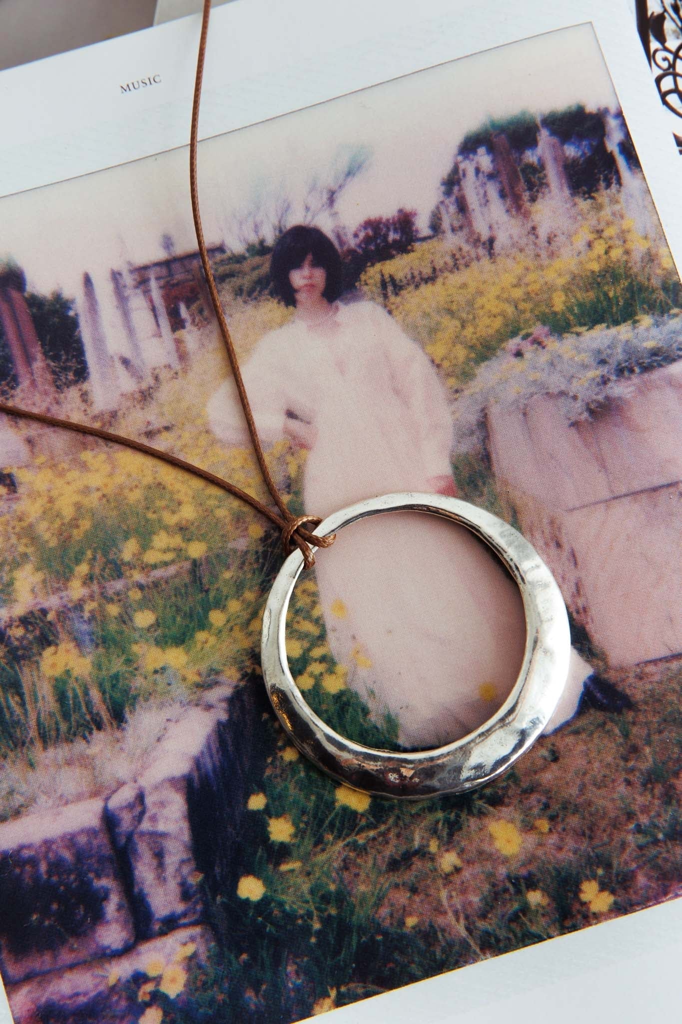 World Circle Pendant Necklace Silver