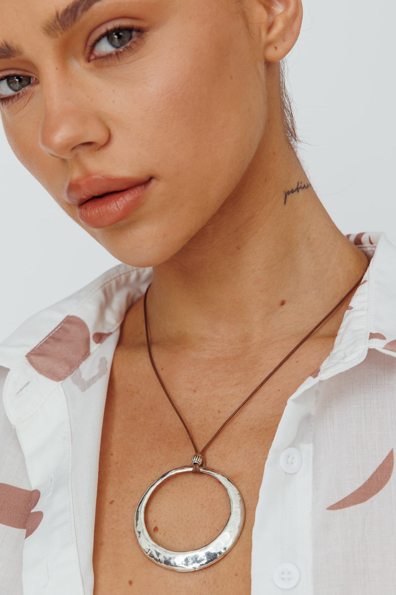 World Circle Pendant Necklace Silver