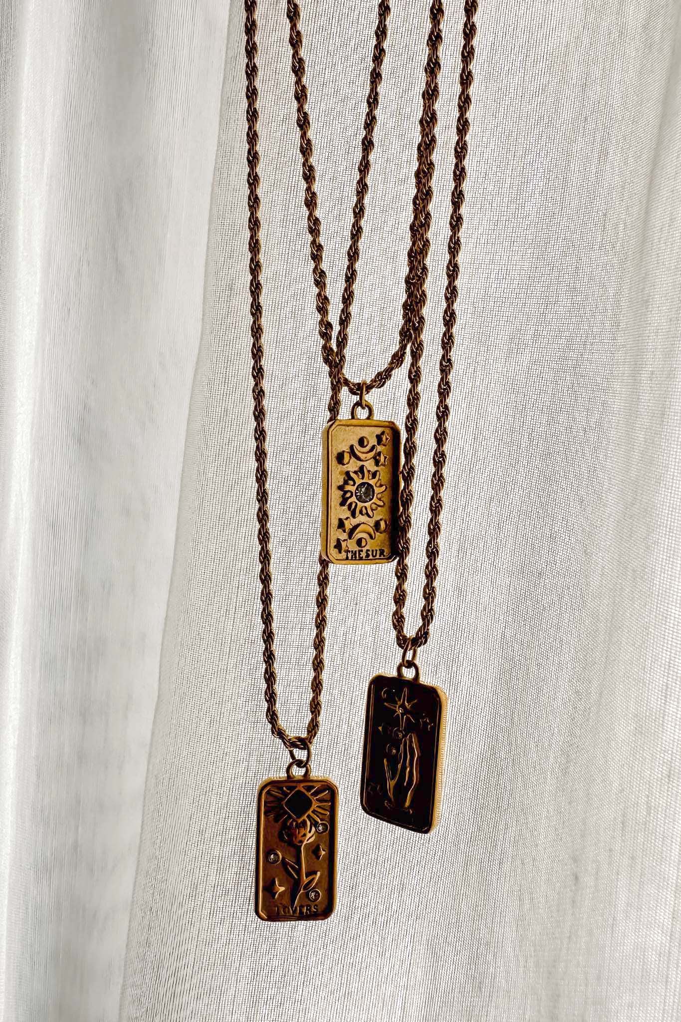 Gold Rope Chain Pendant Necklace