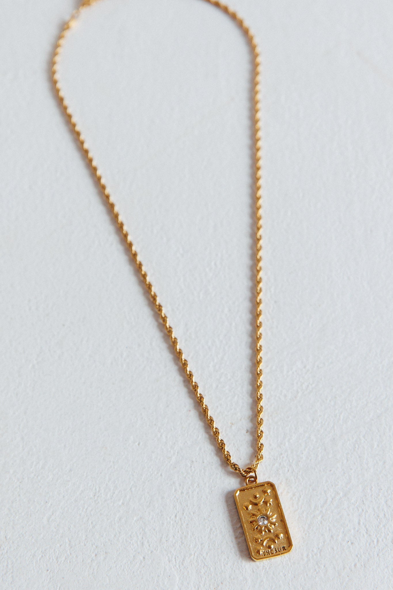 Gold Rope Chain Pendant Necklace