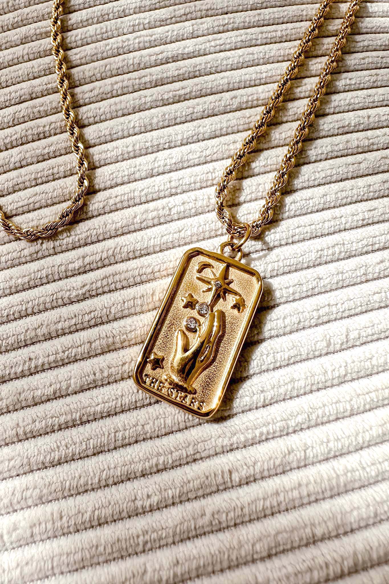 The Rhinestone Pendant Necklace The Stars Gold