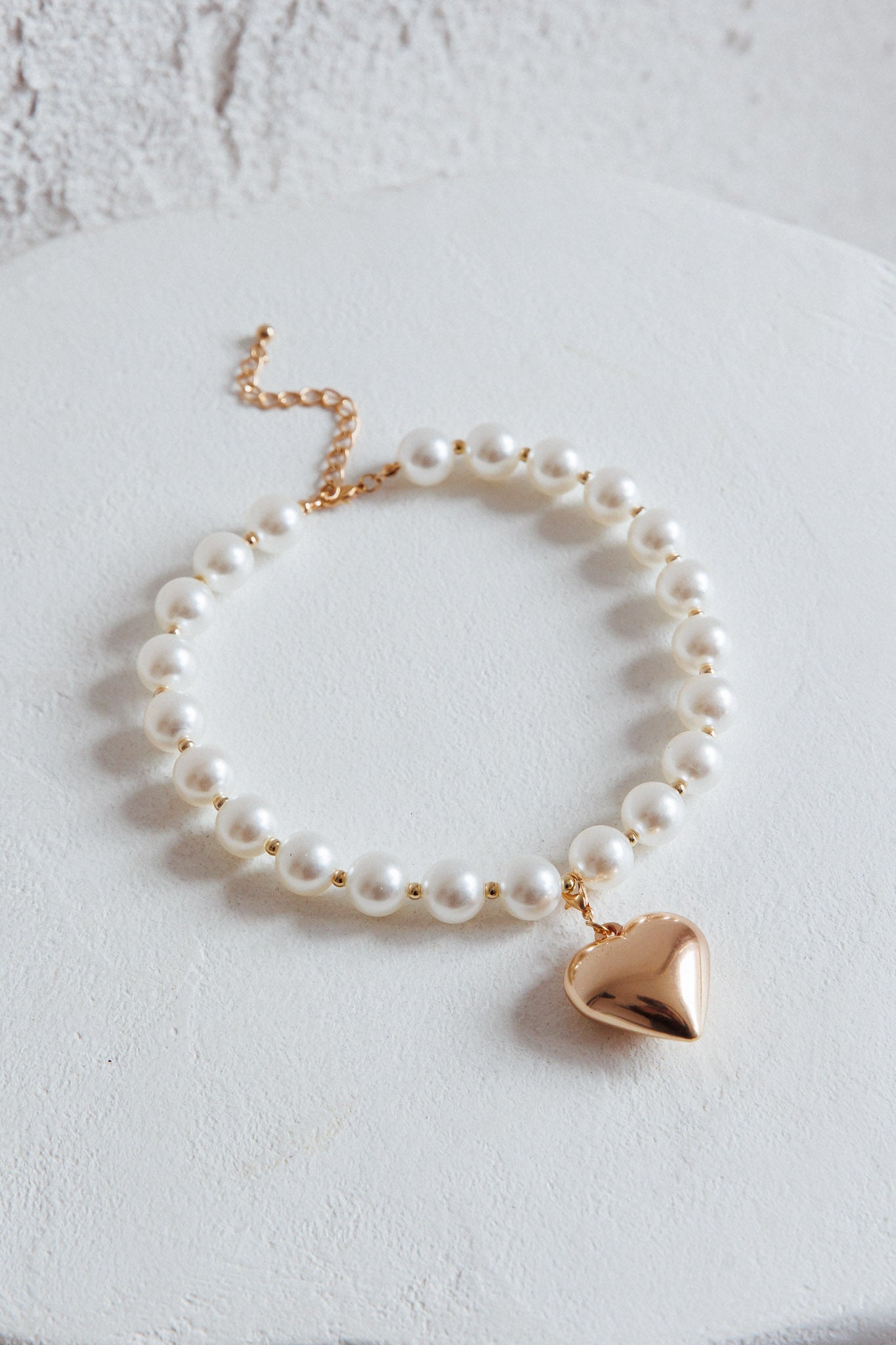 Wide Heart Pearl Necklace Kerri Gold