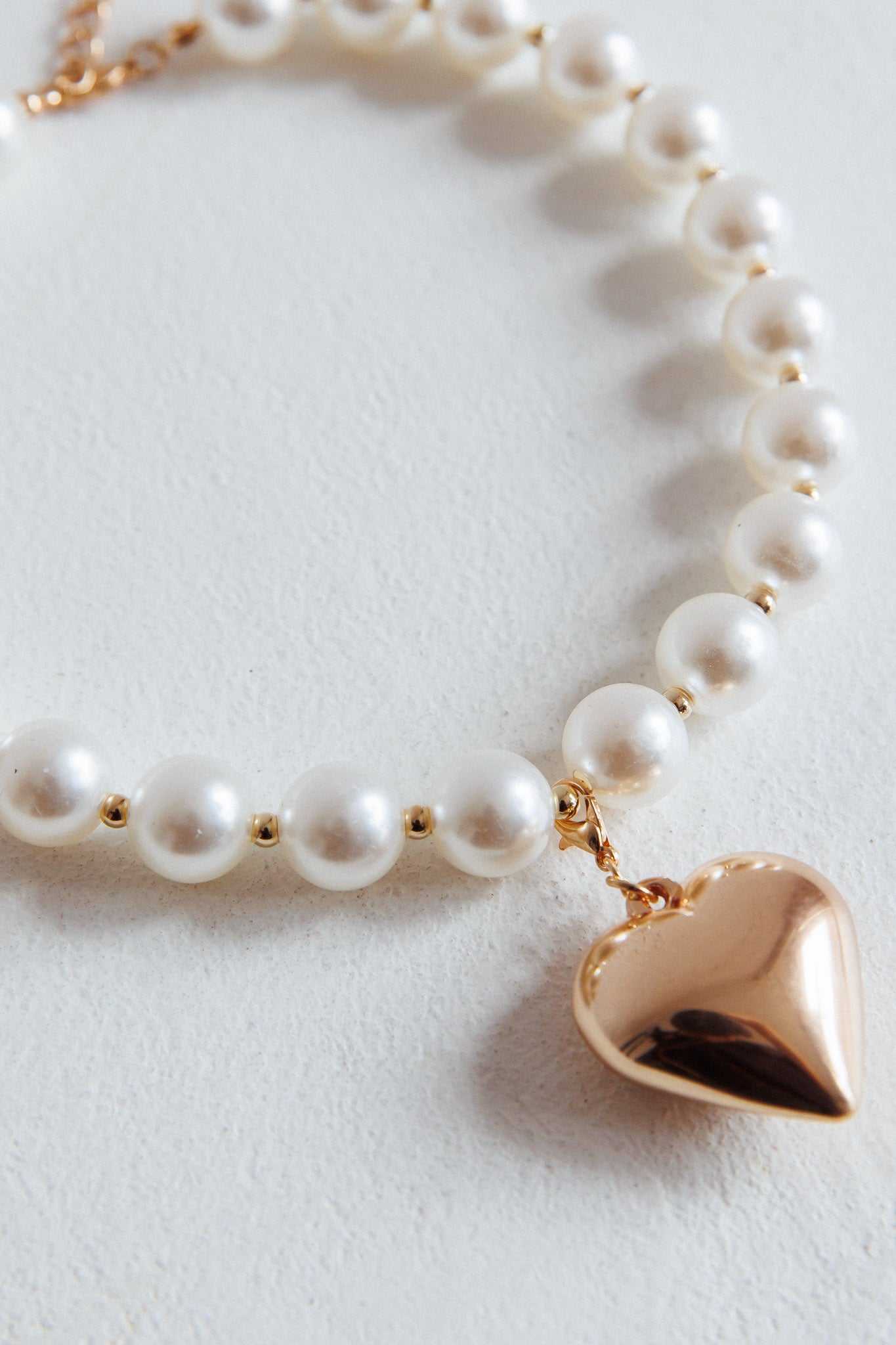 Wide Heart Pearl Necklace Kerri Gold