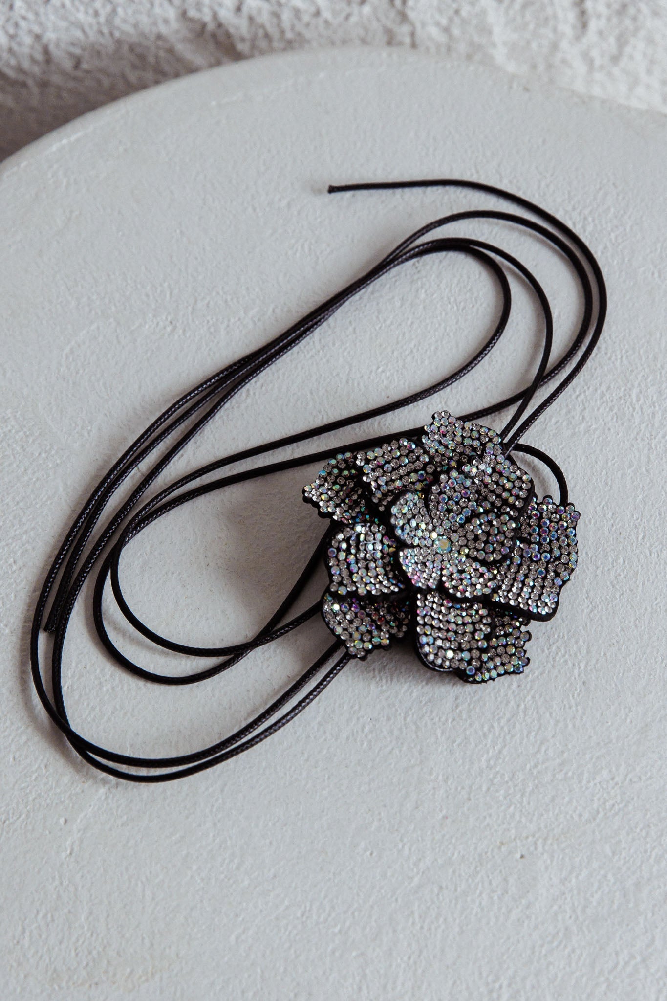 Black Magnolia Diamond Flower Choker Necklace