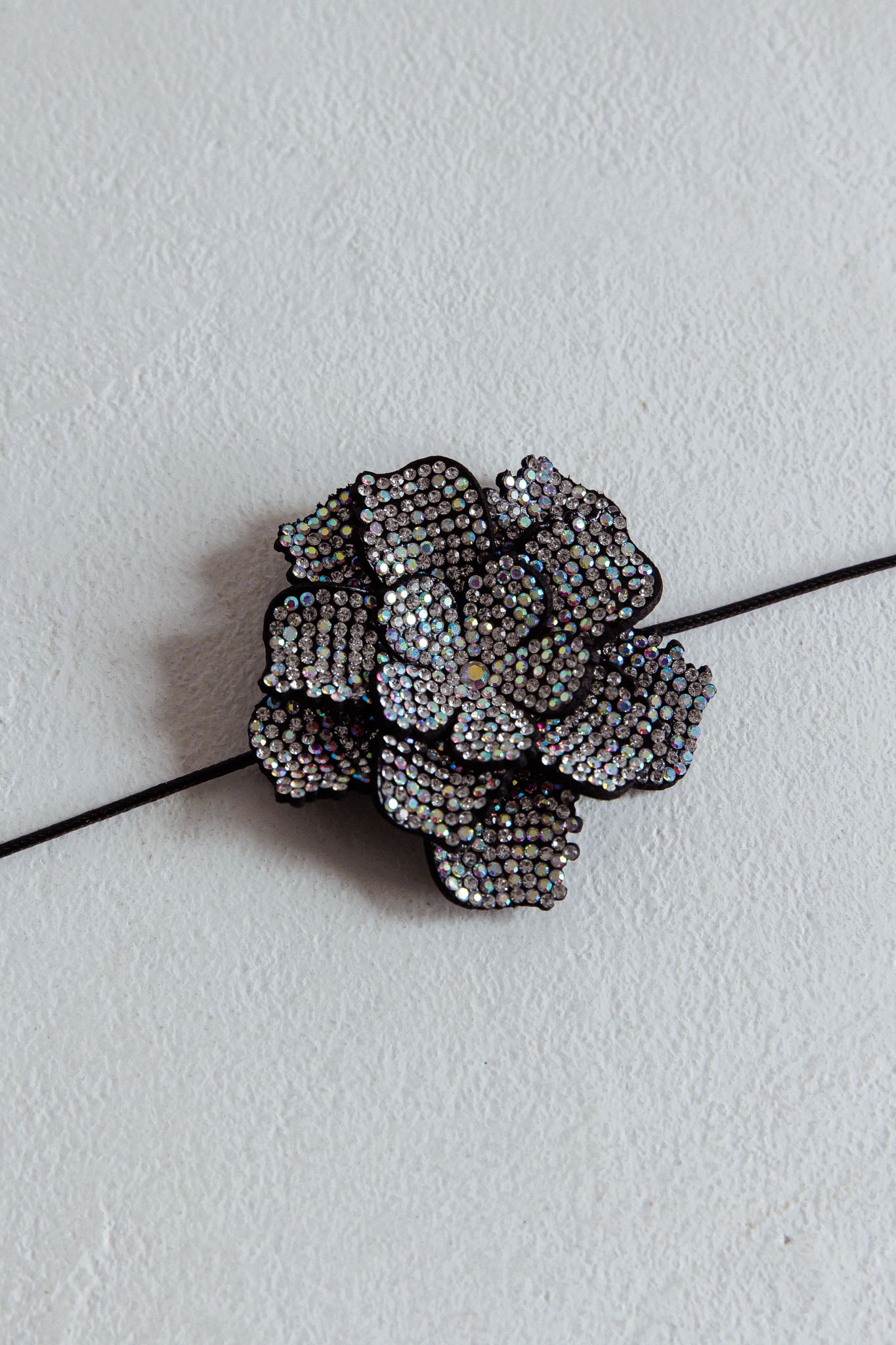 Black Magnolia Diamond Flower Choker Necklace