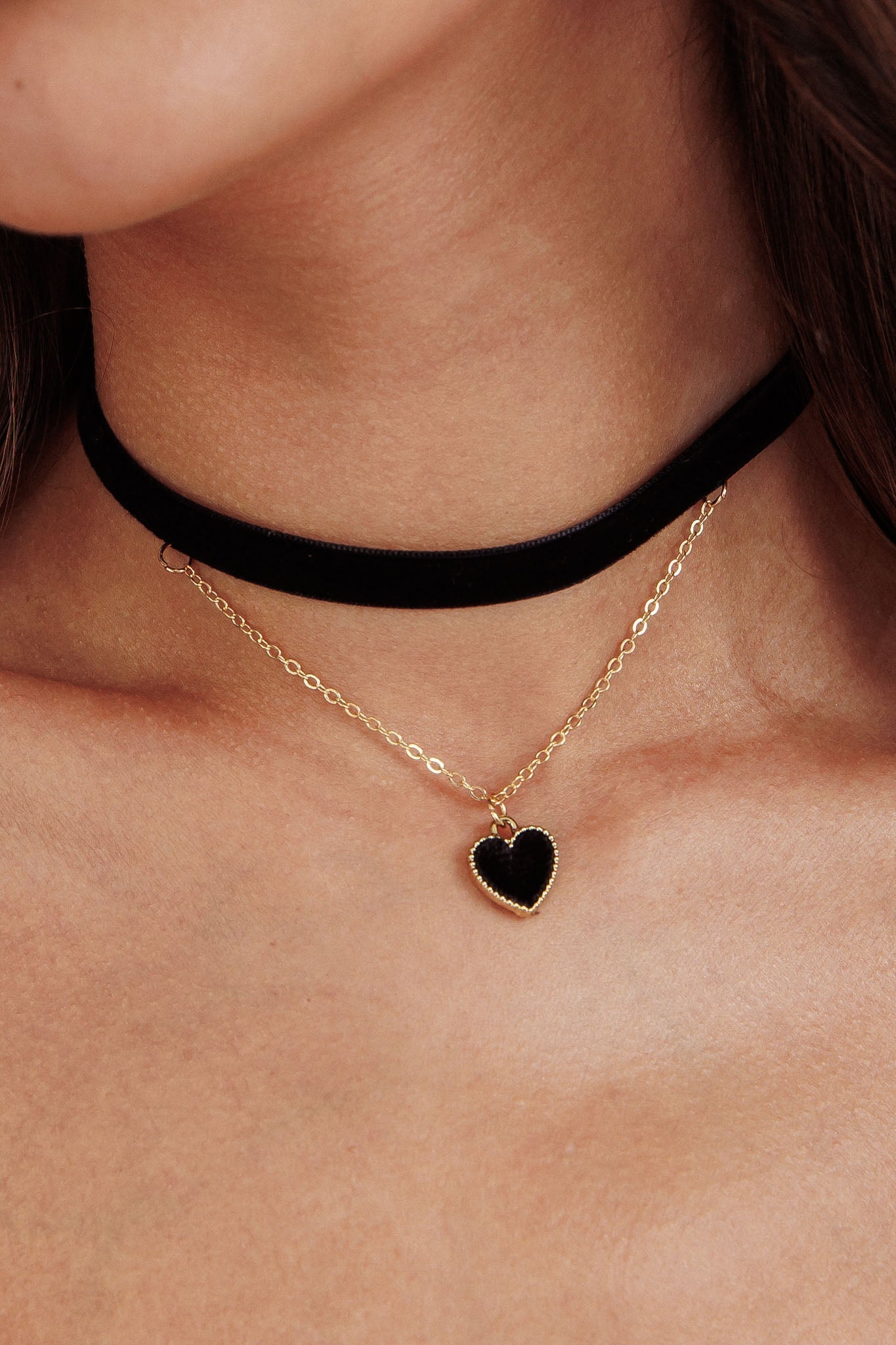 Black Heart Velvet Choker Necklace Rosie