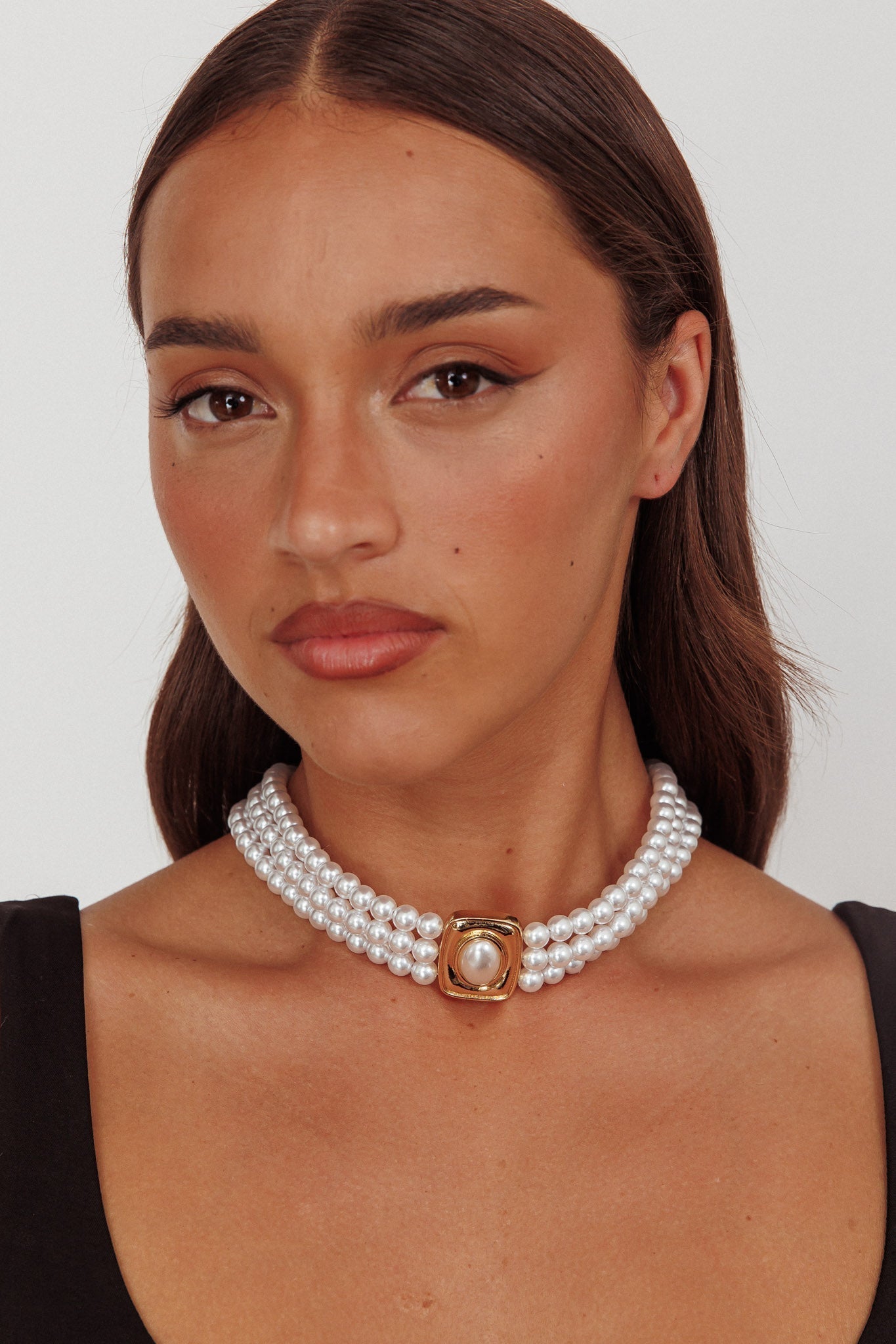 Tamra Squoval Pearl Gold Pendant Necklace