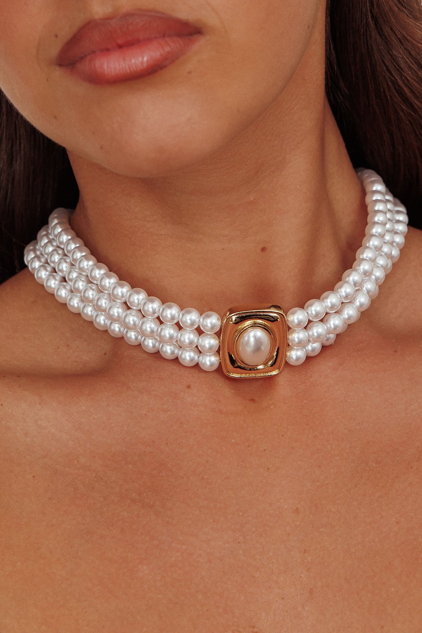 Tamra Squoval Pearl Gold Pendant Necklace