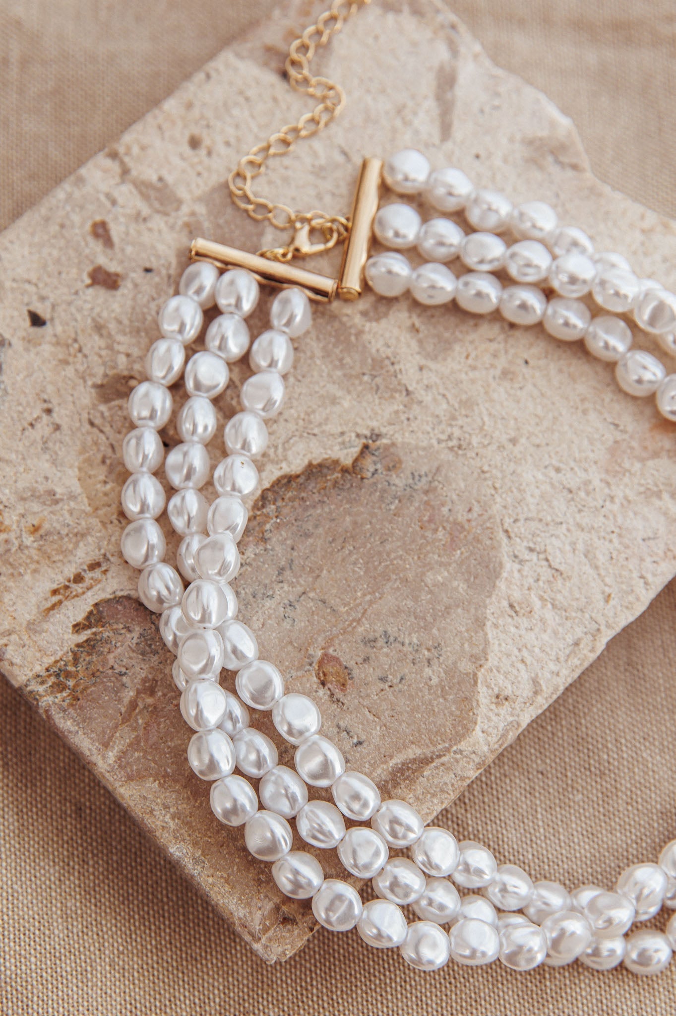 Roxanne Three-Strand Baroque Necklace