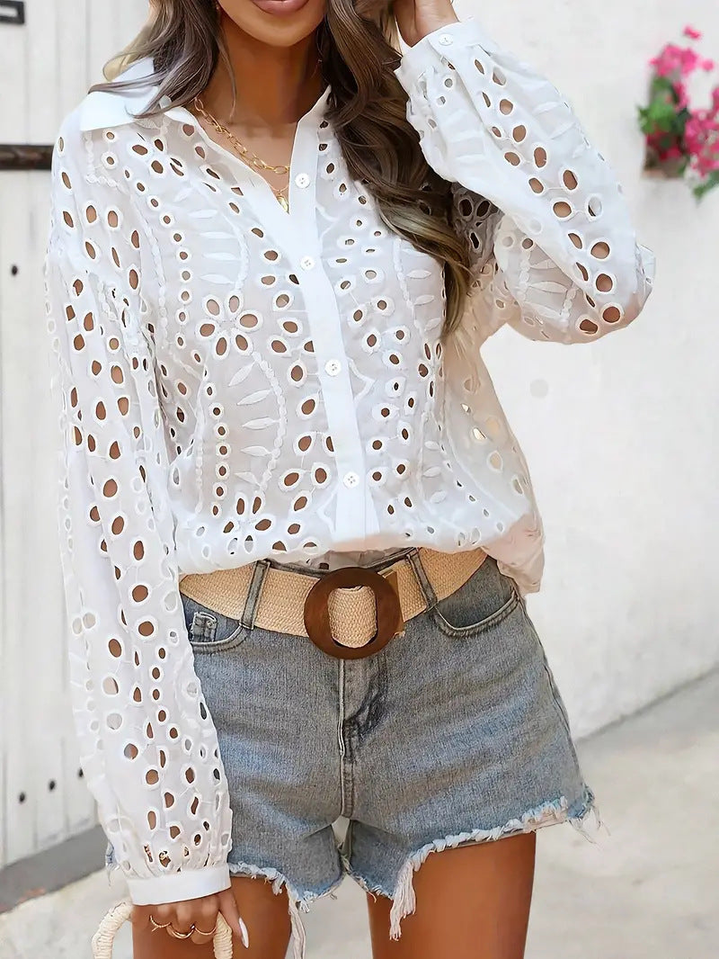 Camille | Puff Sleeve Shirt with Classic Collar