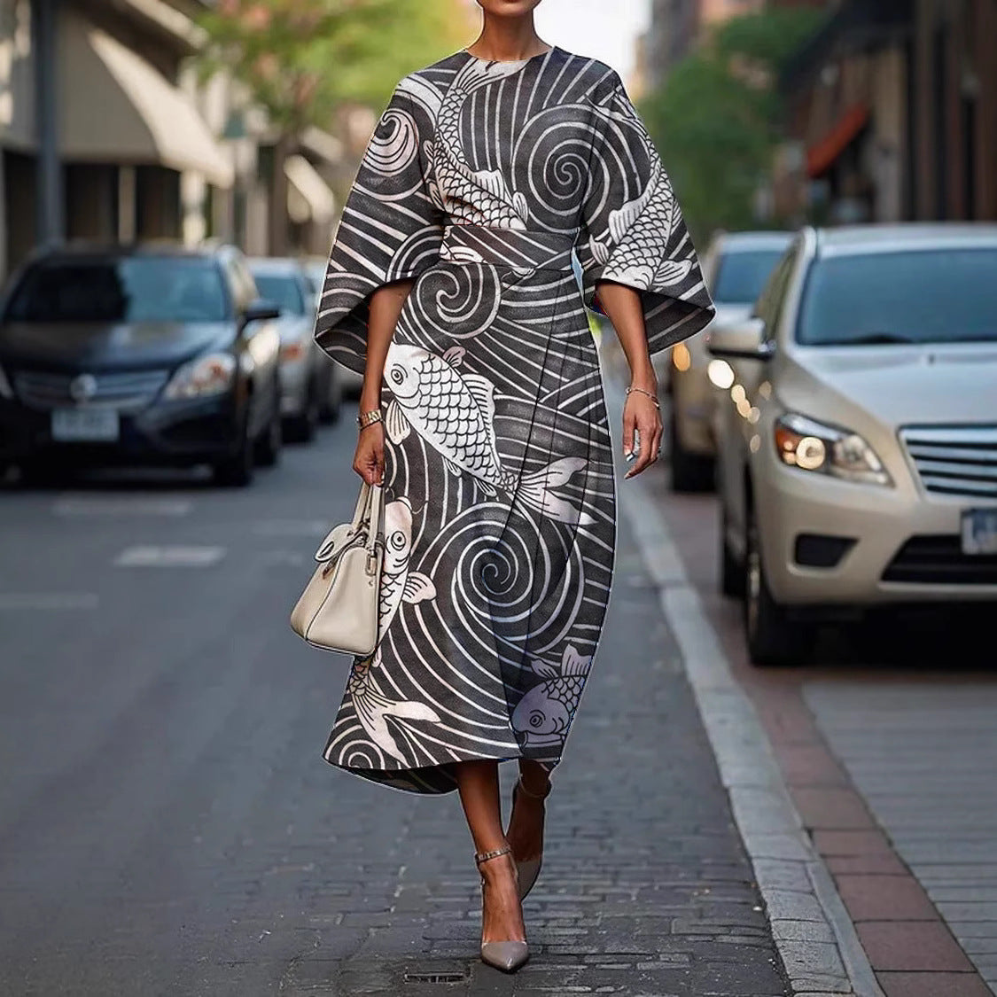 Zoraida - Stylish Batwing Sleeve Long Dress