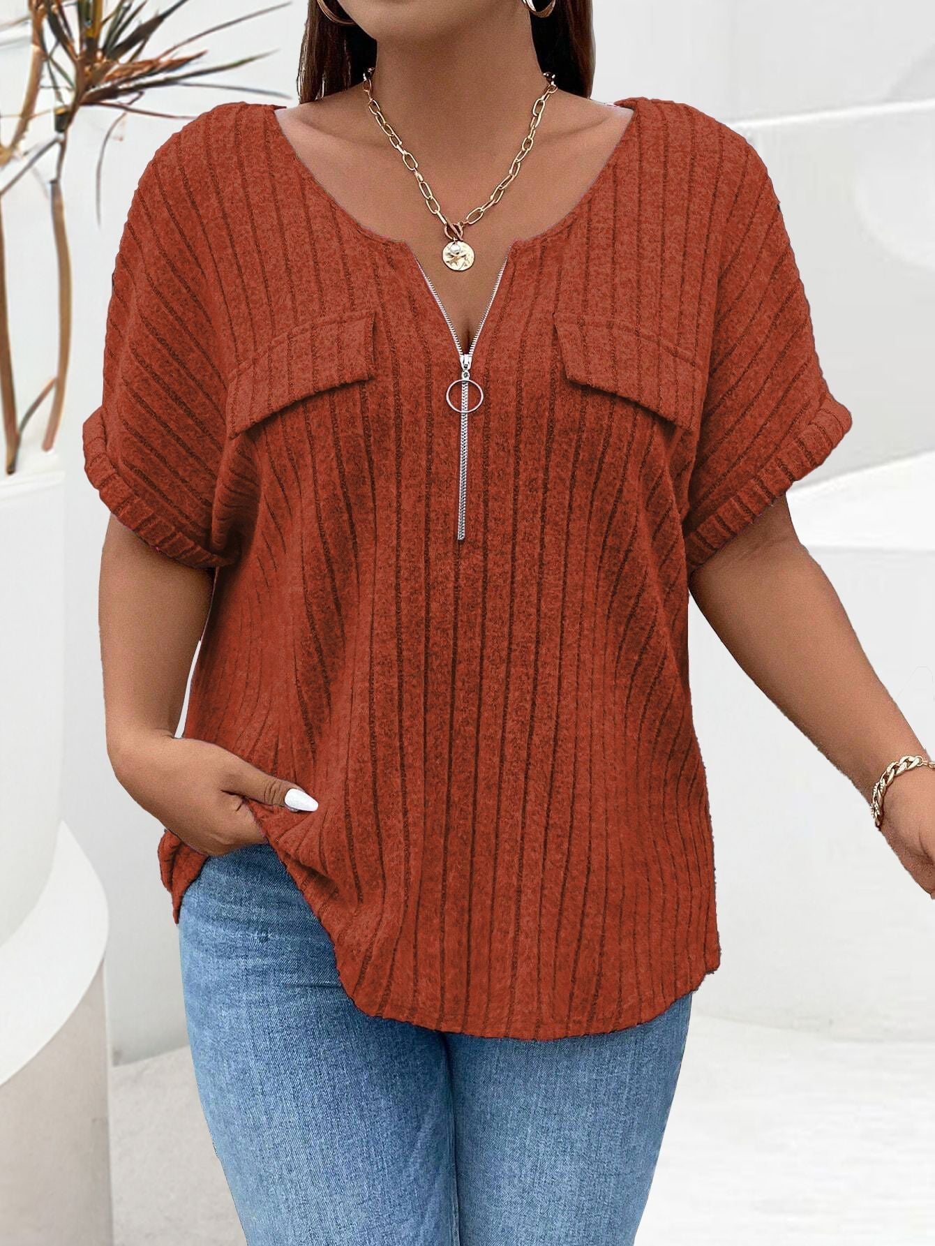 Nova™ | Elegant Zip V-Neck Sweater