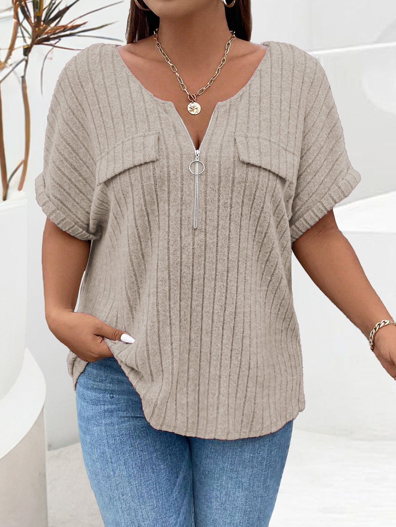 Nova™ | Elegant Zip V-Neck Sweater