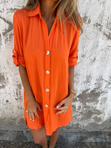 Camille | Casual Shirt Dress with Short Sleeves