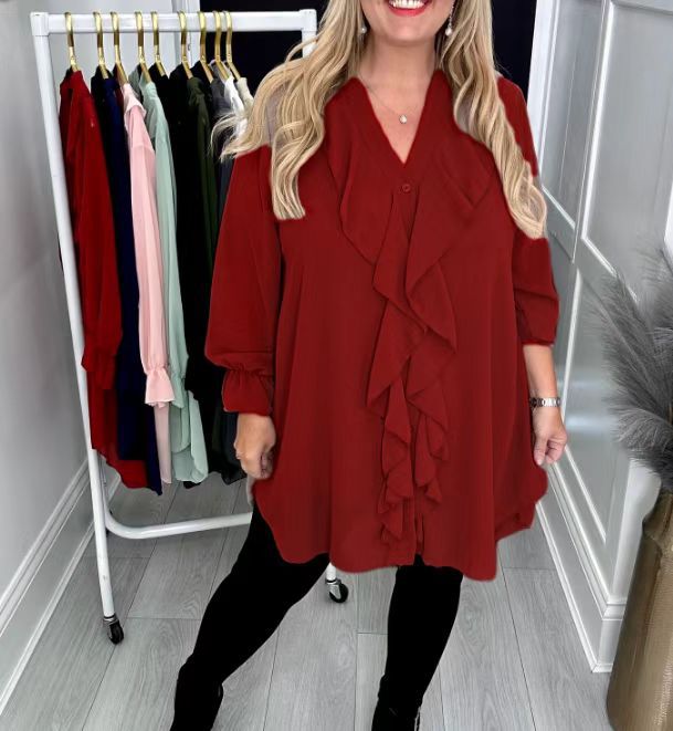 Victoria | Elegant Blouse with Ruffles and V-Neck