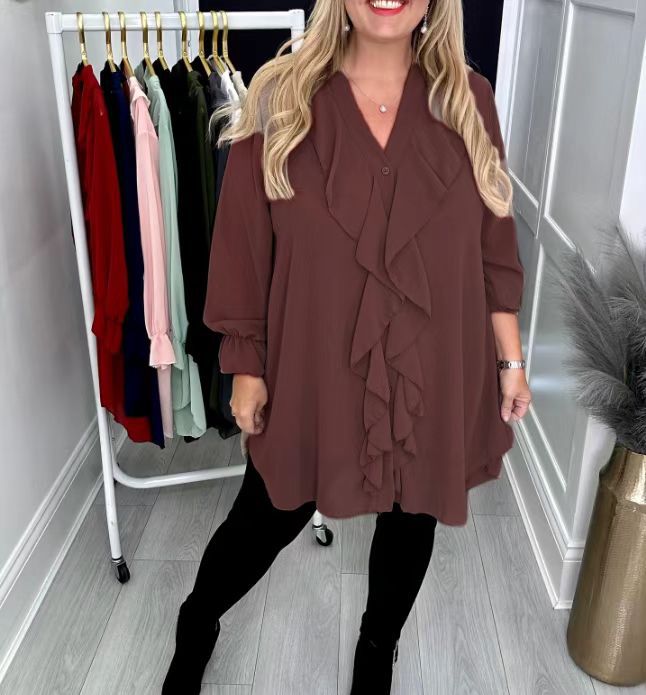 Victoria | Elegant Blouse with Ruffles and V-Neck