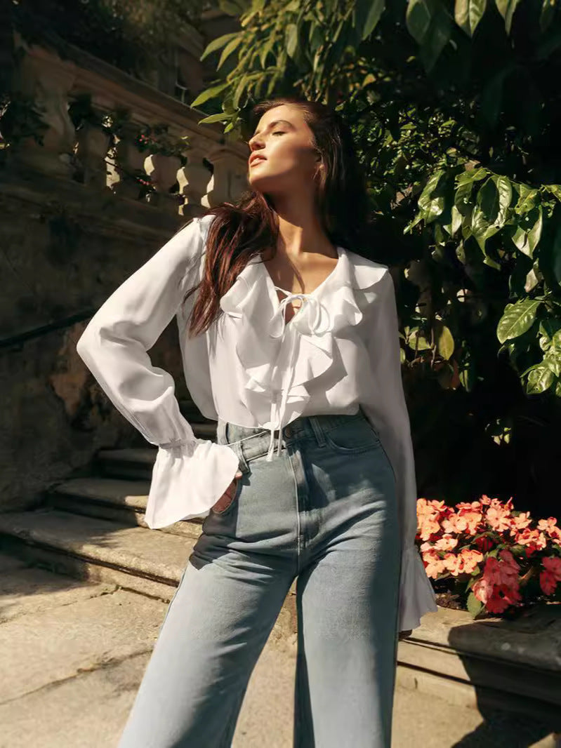 Élisa | Ruffled Blouse with Puff Sleeves