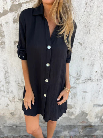 Camille | Casual Shirt Dress with Short Sleeves
