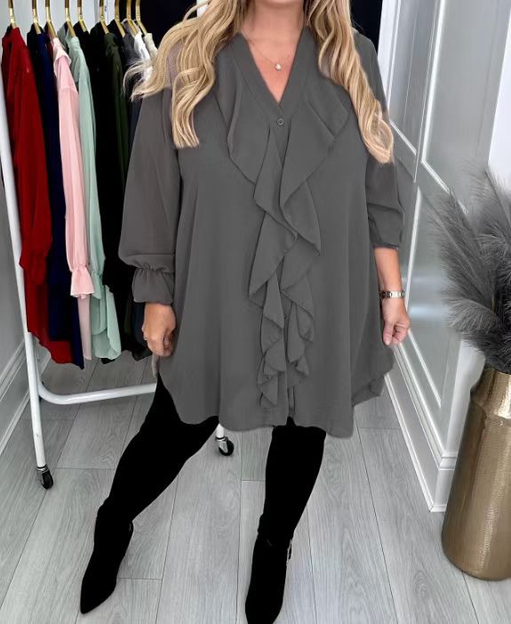 Victoria | Elegant Blouse with Ruffles and V-Neck