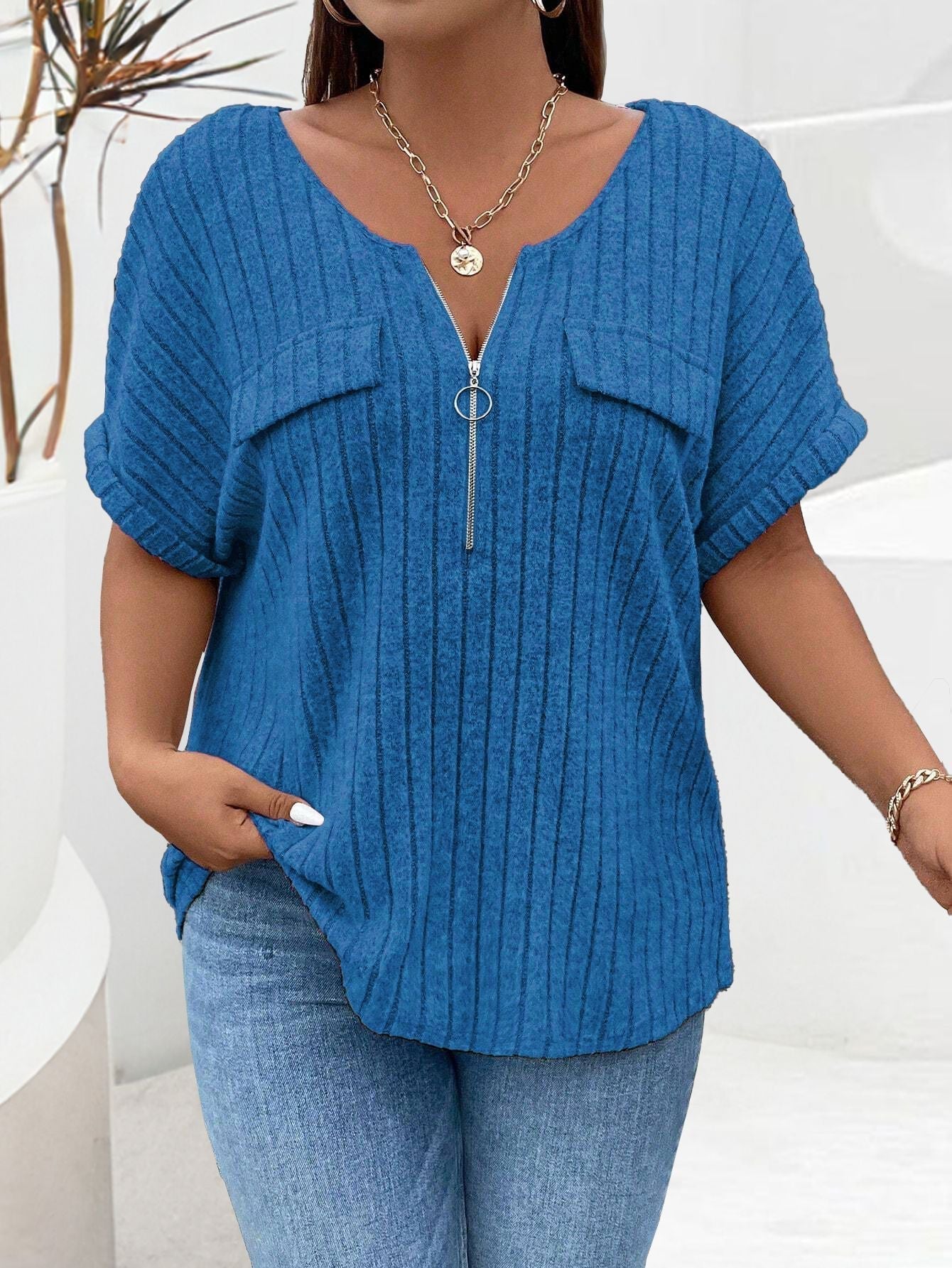 Nova™ | Elegant Zip V-Neck Sweater
