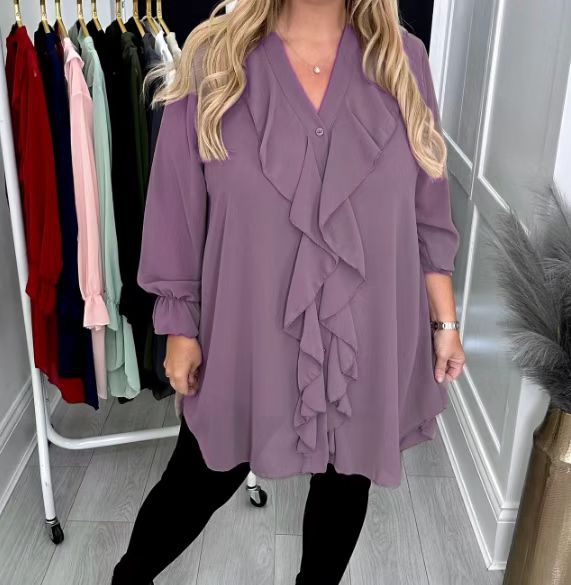 Victoria | Elegant Blouse with Ruffles and V-Neck